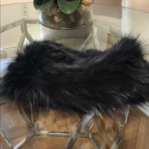 New Adrienne Landau black Fox Fur scarf